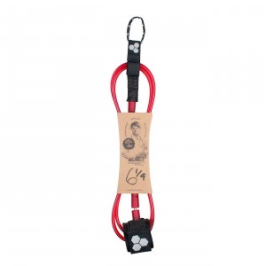 LEASH SURF CHANNEL ISLAND DANE STANDARD L RED 6 1/4